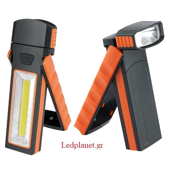 Φορητός Φακός με Πανίσχυρο Μαγνήτη LED 3 Watt + 3 Watt και Περιστρεφόμενο Πάνω Μέρος IP44