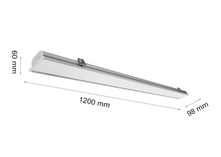 LED 40W Χωνευτό Γραμμικό Φωτιστικό Οροφής 120cm 4400Lm Ψυχρό Λευκό 6000K Αδιάβροχο IP54 - Image 3
