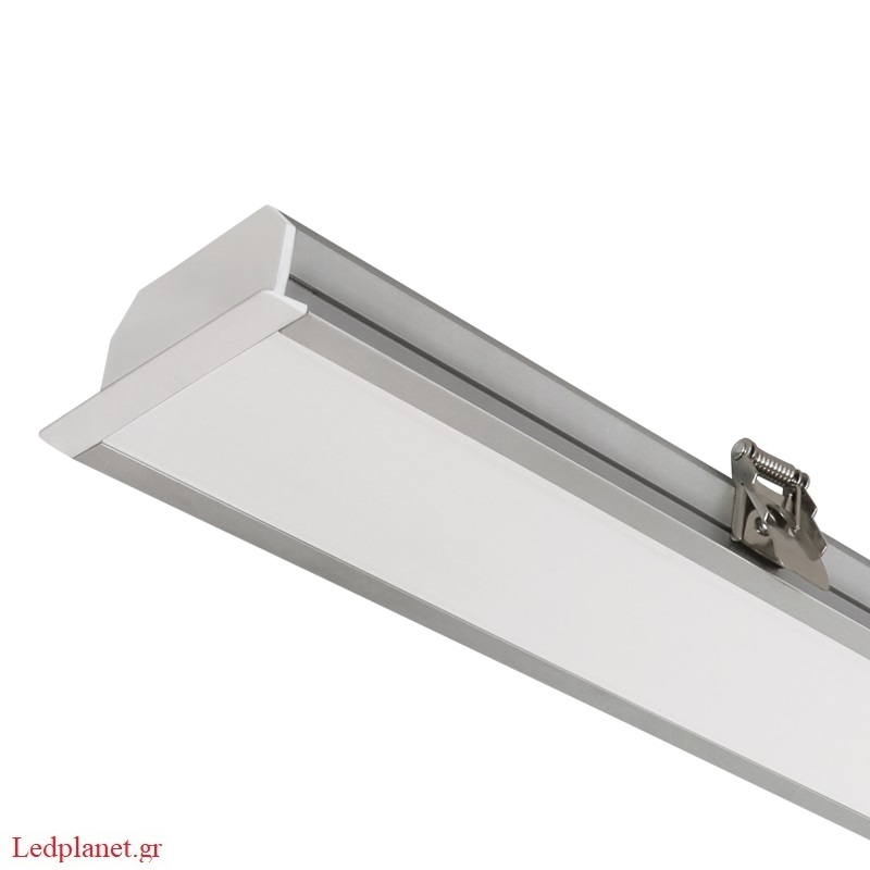 LED 40W Χωνευτό Γραμμικό Φωτιστικό Οροφής 120cm 4400Lm Ψυχρό Λευκό 6000K Αδιάβροχο IP54 - Image 2