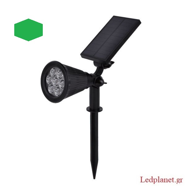 LED Ηλιακό Φωτιστικό Κήπου 1,5W Πράσινο Φως Αδιάβροχο IP65