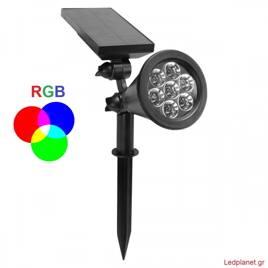 LED 4W Ηλιακό Φωτιστικό Κήπου RGB Εναλλαγής Χρωμάτων Αδιάβροχο IP65