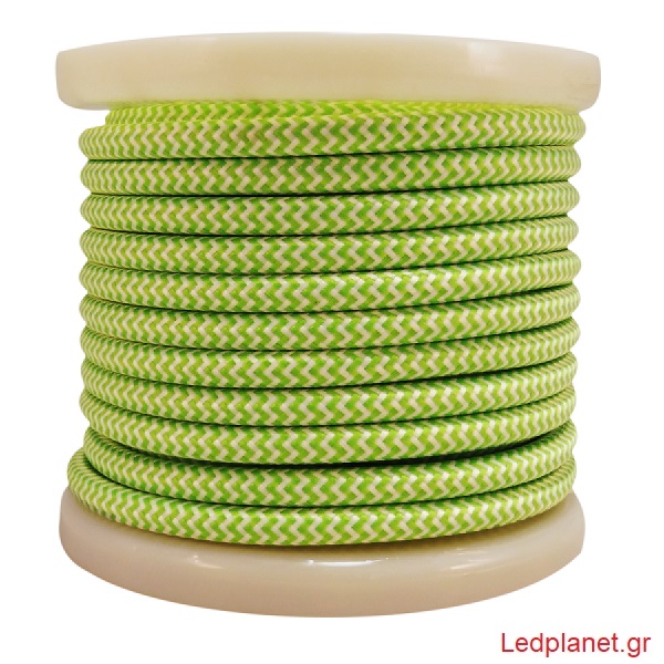 Πράσινο & Λευκό Υφασμάτινο Καλώδιο Οβάλ 2x0.75mm²
