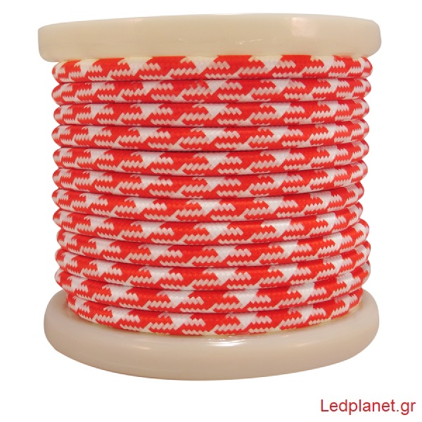 Kόκκινο & Λευκό Υφασμάτινο Καλώδιο Οβάλ 2x0.75mm²