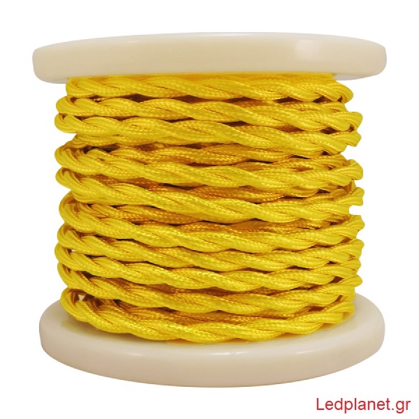 Κίτρινο Στριφτό Υφασμάτινο Καλώδιο 2x0.75mm²
