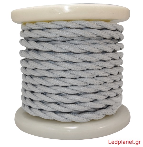 Γκρι Στριφτό Υφασμάτινο Καλώδιο 2x0.75mm²