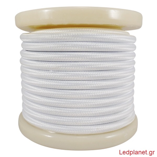 Λευκό Υφασμάτινο Καλώδιο Οβάλ 2x0.75mm²