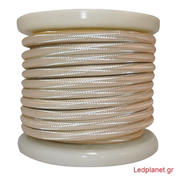 Μπεζ Υφασμάτινο Καλώδιο Οβάλ 2x0.75mm²
