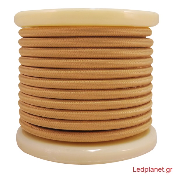 Μπέζ Χρυσό Υφασμάτινο Καλώδιο Οβάλ 2x0.75mm²