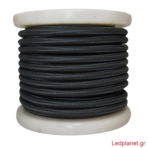 Mαύρο Υφασμάτινο Καλώδιο Οβάλ 2x0.75mm²