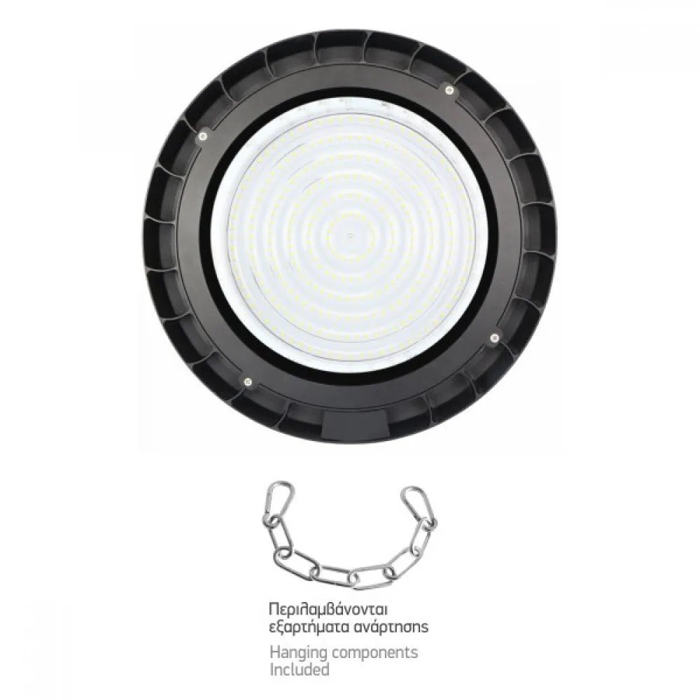 LED 200W UFO Καμπάνα Αλουμίνιο Μαύρο Χρώμα 90° Ψυχρό 6000K Αδιάβροχη IP65 - Image 2