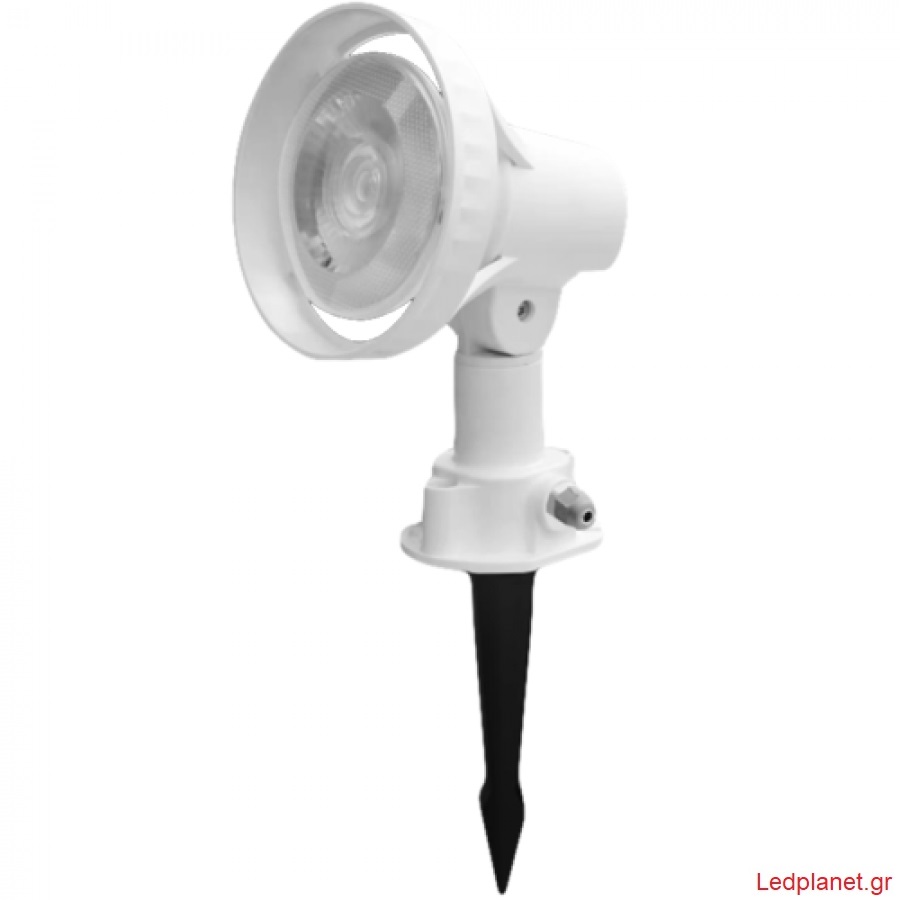 LED 10W Λευκό Φωτιστικό Κήπου Καρφωτό Ψυχρό Λευκό 6500K Αδιάβροχο IP65