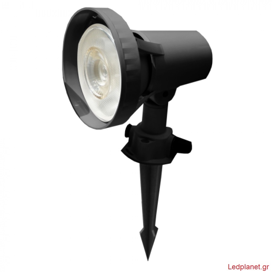 LED 15W Μαύρο Φωτιστικό Κήπου Καρφωτό Θερμό Λευκό 3000K Αδιάβροχο IP65