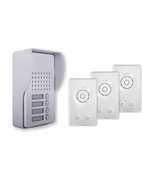 Kit Εισόδου Πόρτας Θυροτηλέφωνο 1εισ. 3εσωτ. Ασημί-Λευκό