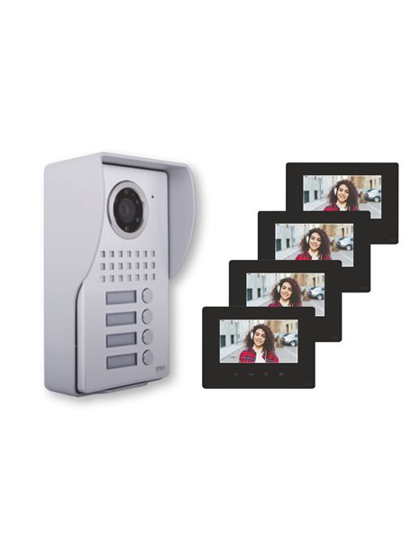 Kit Εισόδου Πόρτας Θυροτηλεόραση ORION 7" 1εισ. 3εσωτ. Ασημί-Μαύρο 2 καλώδια