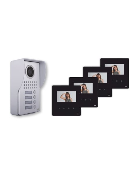 Kit Εισόδου Πόρτας Θυροτηλεόραση ORION 4,3" 1εισ. 4εσωτ. Ασημί-Μαύρο 2 καλώδια
