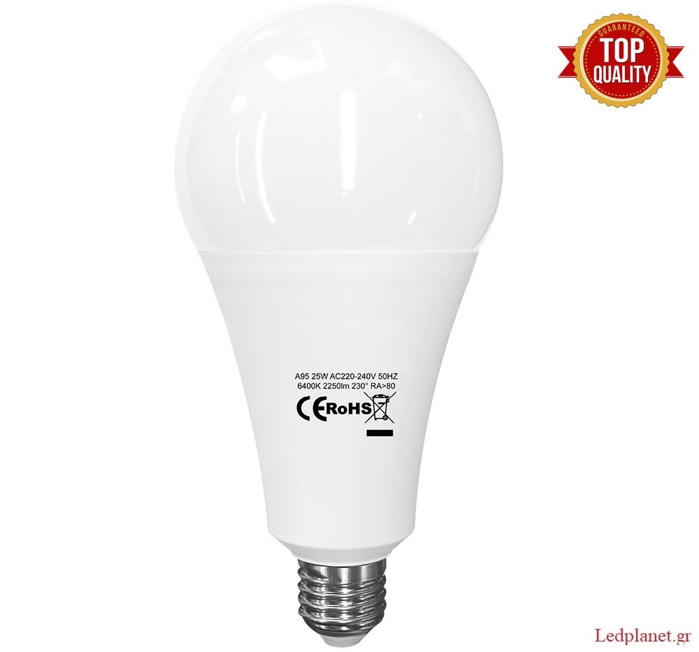 Epistar LED Λάμπα 25W 2500lm E27 A95 Θερμό Λευκό 2700Κ Κορυφαίας Ποιότητας