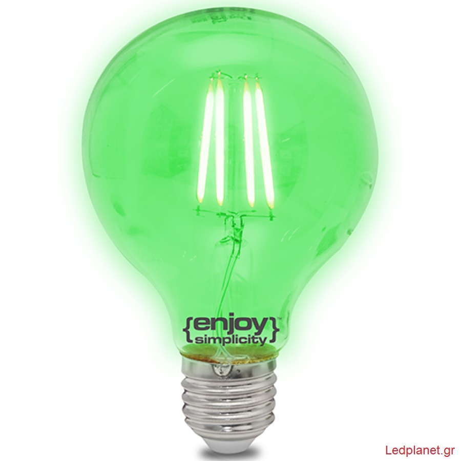 Λάμπα LED 4watt Ε27 Γλόμπος G80 Filament ΠΡΑΣINO - Image 2