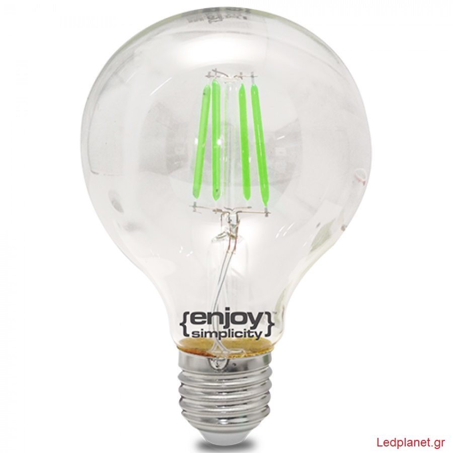 Λάμπα LED 4watt Ε27 Γλόμπος G80 Filament ΠΡΑΣINO