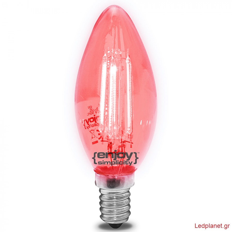 Λάμπα LED 4watt Ε14 Κεράκι Filament KOKKINO