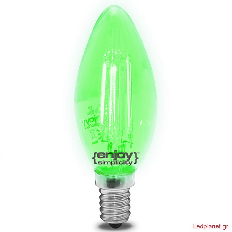 Λάμπα LED 4watt Ε14 Κεράκι Filament ΠΡΑΣINO