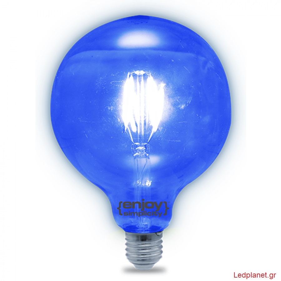 Λάμπα LED 4watt Ε27 Γλόμπος Μεγάλος G125 Filament ΜΠΛΕ