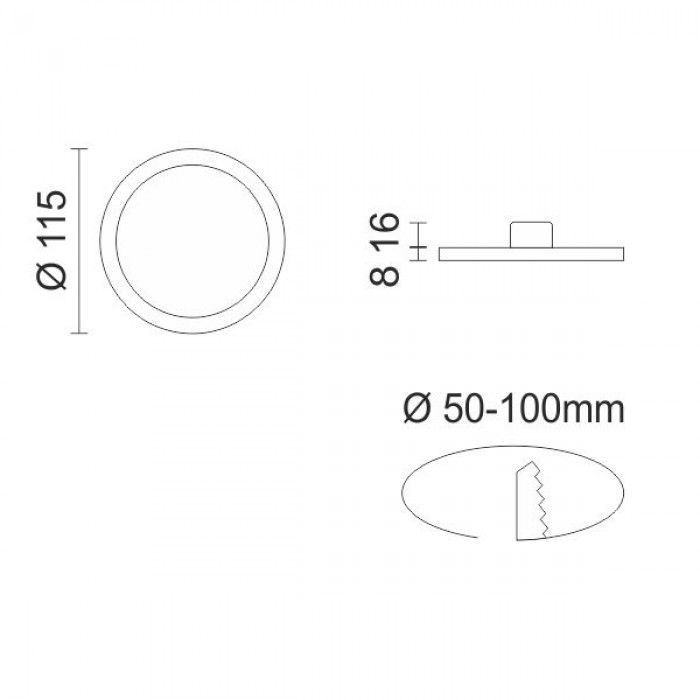 LED Panel 8W EPISTAR με Ρυθμιζόμενα Ακρα 5cm-10cm Χωνευτό Στρογγυλό Ψυχρό Λευκό 6000Κ - Image 2