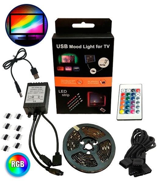 Κιτ Κρυφού Φωτισμού RGB με USB για Τηλεοράσεις (4 κομμάτια 50cm)