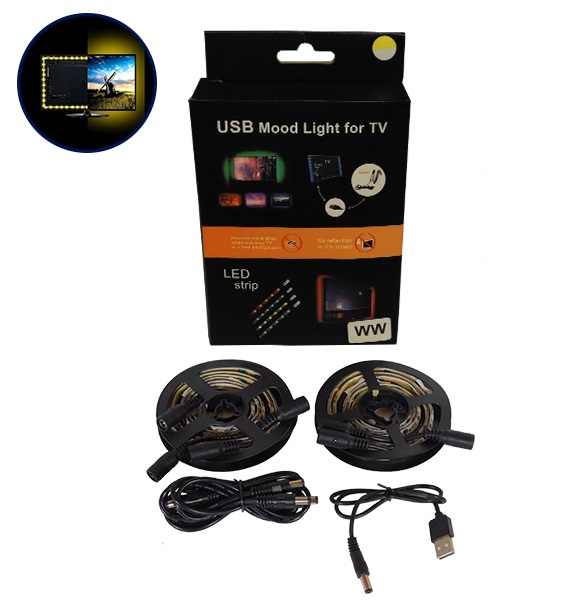 Κιτ Κρυφού Φωτισμού Θερμό Λευκό με USB για Τηλεοράσεις (4 κομμάτια 50cm)