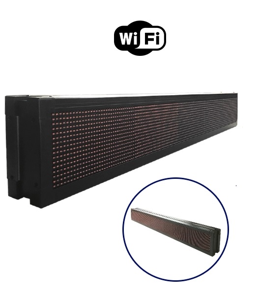 Αδιάβροχη Κυλιόμενη Επιγραφή LED WiFi Κόκκινη Διπλής Όψης 168x20cm