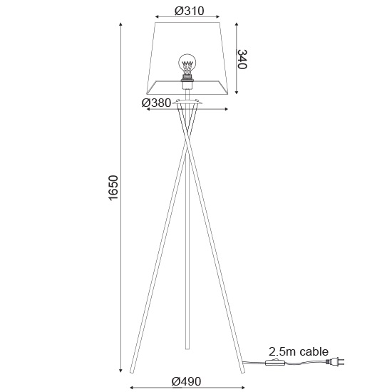 Φωτιστικό Δαπέδου Μεταλλικό 165cm Λευκό, Καφέ 1xE27 - Image 2