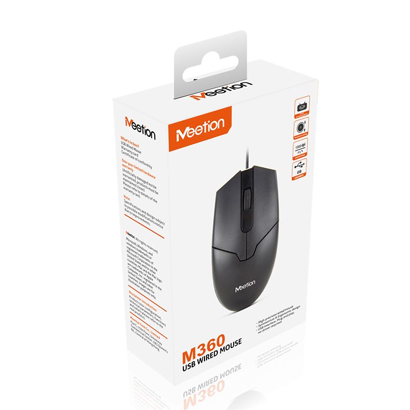 Meetion MT-M360 Optical Wired Mouse / Black - Image 5