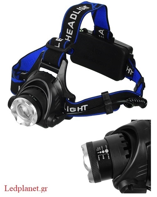 Φακός Κεφαλής με Zoom LED 15 Watt 1800 Lumen Επαναφορτιζόμενος IP44