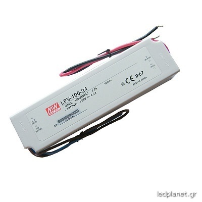 Αδιάβροχο Τροφοδοτικό led-driver 100W στα 24V για ταινίες & λάμπες LED πλαστικό IP67 Mean Well