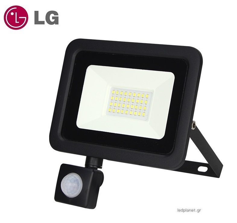 LG Chip Προβολέας LED 20W Με Ανιχνευτή Κίνησης Driver on Board IP65 Ψυχρό 6400K