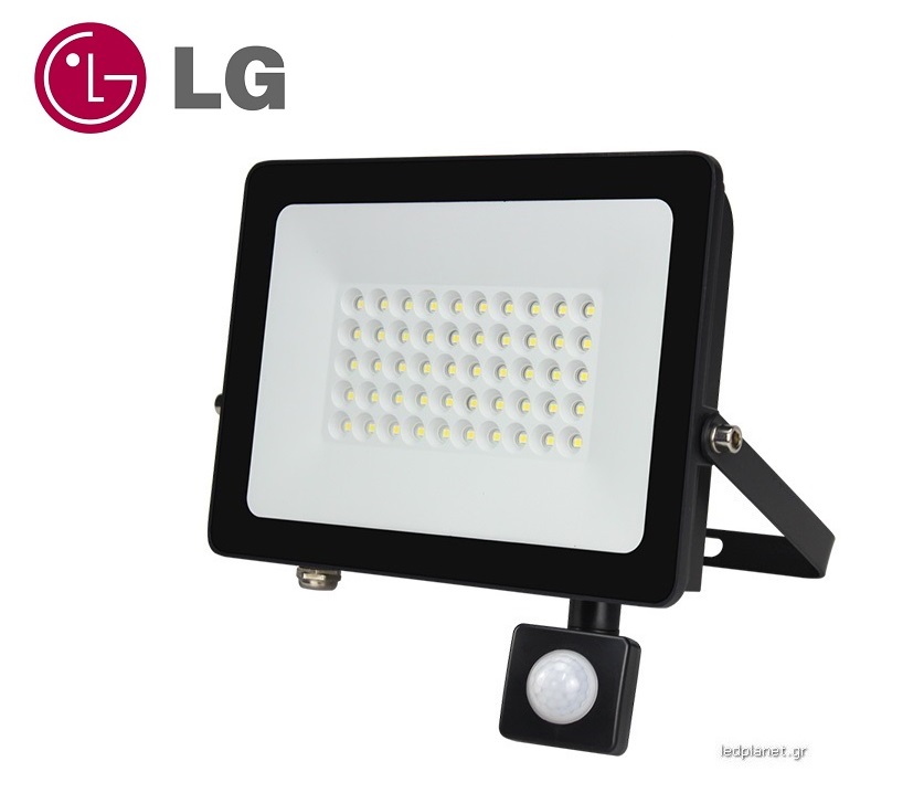 LG Chip Προβολέας LED 30W Με Ανιχνευτή Κίνησης Driver on Board IP66 Ψυχρό 6400K