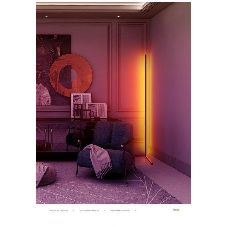 WiFI LED 24W Μαύρο Φωτιστικό Δαπέδου RGB Dimmable Bluetooth 160cm - Image 3