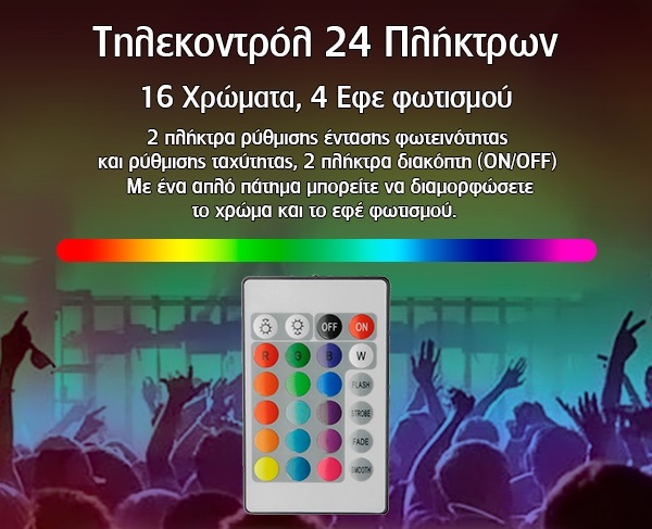 Σετ Ταινία RGB LED 5m 36W/5m 12V Αδιάβροχη IP65 με Ασύρματο Χειριστήριο και Τροφοδοτικό - Image 6