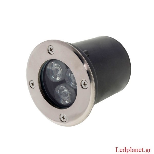 Χωνευτό Φωτιστικό Spot Δαπέδου LED 3W 18° Αλουμίνιο Ψυχρό λευκό 6000K Αδιάβροχο IP65