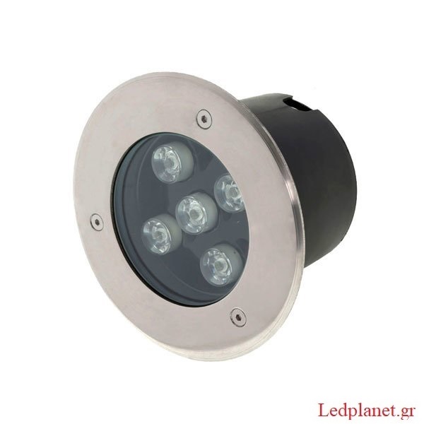 Χωνευτό Φωτιστικό Spot Δαπέδου LED 5W 18° Αλουμίνιο Ψυχρό λευκό 6000K Αδιάβροχο IP65