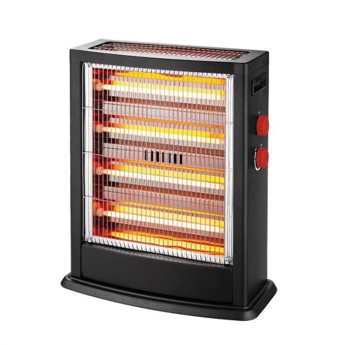 Θερμάστρα Χαλαζία 2800W με 2 Όψεις Εκπομπής Θερμότητας και Θερμοστάτη Μαύρο