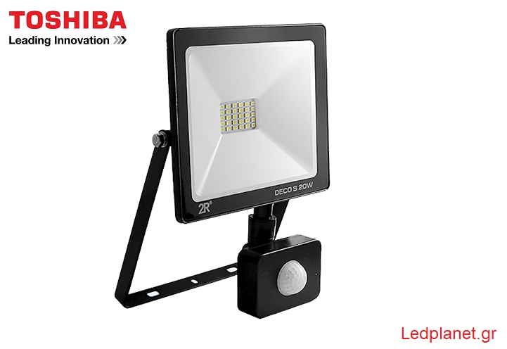 TOSHIBA Chip Προβολέας LED 20W με Αισθητήρα 6000K Ψυχρό Λευκό 2200Lm Στεγανός IP65 (Εγγύηση 3 ΧΡΟΝΙΑ)