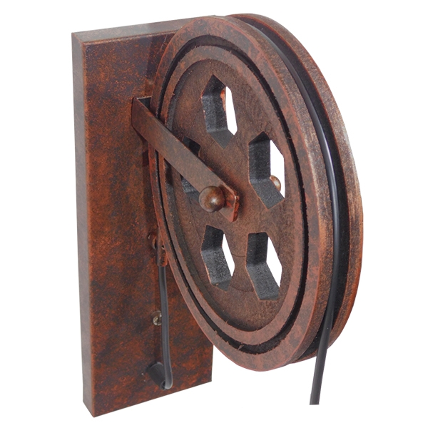 Vintage Industrial Καφέ Σκουριά Τροχαλία Φωτιστικό Τοίχου Απλίκα - Image 3
