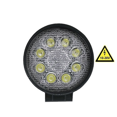 Προβολέας LED Εργασίας Round 24 Watt 10-30v Ψυχρό Λευκό