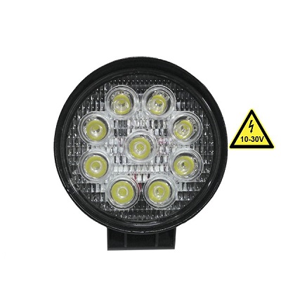 Προβολέας LED Εργασίας Round 27 Watt 10-30v Ψυχρό Λευκό