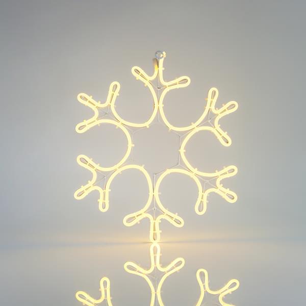 Χιονονιφάδα 45cm LED Διάφανος Φωτοσωλήνας Νεον Εξωτερικού Χώρου Θερμο Λευκo Ip44