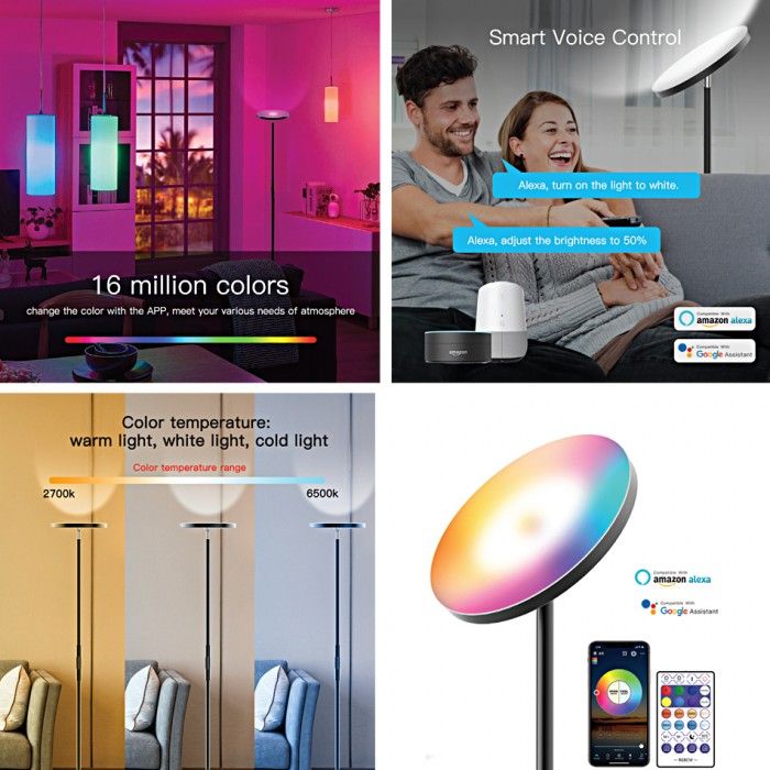 LED 24W RGB Φωτιστικό Δαπέδου με Controller Μεταλλικό 170cm Dimmable - Image 3
